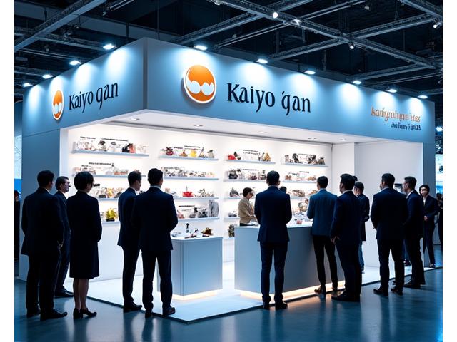 国際的な漁業見本市で製品を紹介する海洋がんのブース