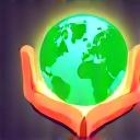 環境を守る手のひらの地球アイコン